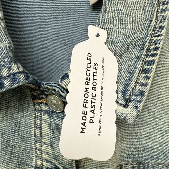 LOGO Lori Goldstein Denim Vest Plus Size 18W Blue Distressed Jean Jacket NEW - Picture 7 of 9